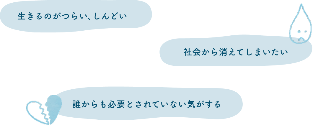 生きるのがつらい、しんどい。社会から消えてしまいたい。誰からも必要とされていない気がする。